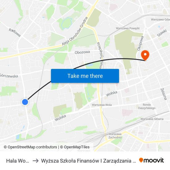 Hala Wola 02 to Wyższa Szkoła Finansów I Zarządzania W Warszawie map