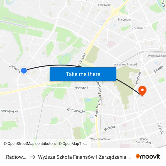 Radiowa 02 to Wyższa Szkoła Finansów I Zarządzania W Warszawie map