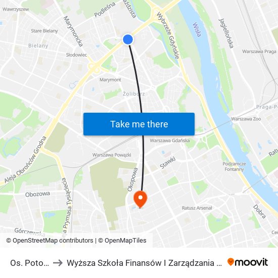 Os. Potok to Wyższa Szkoła Finansów I Zarządzania W Warszawie map