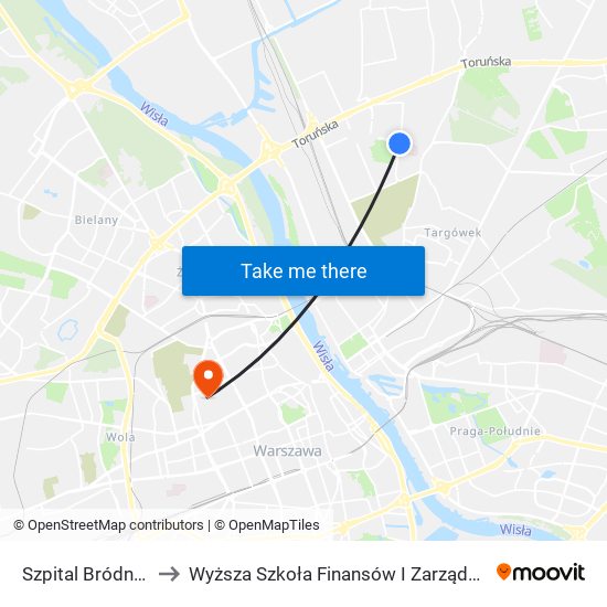 Szpital Bródnowski 03 to Wyższa Szkoła Finansów I Zarządzania W Warszawie map