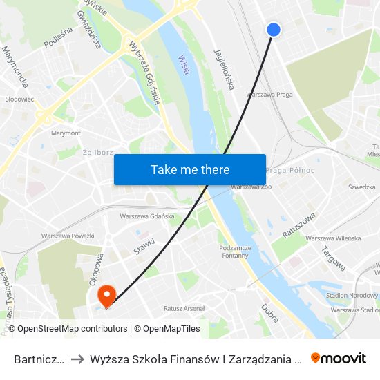 Bartnicza to Wyższa Szkoła Finansów I Zarządzania W Warszawie map