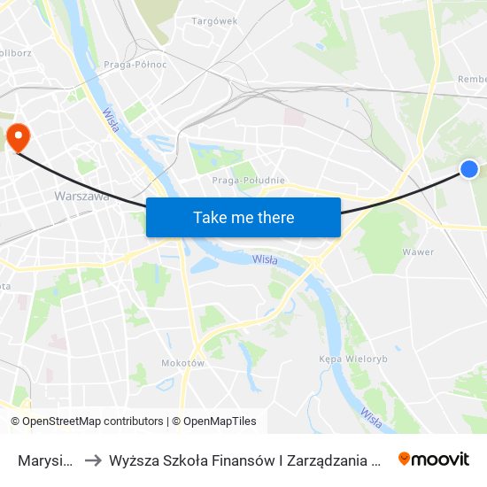 Marysin 02 to Wyższa Szkoła Finansów I Zarządzania W Warszawie map