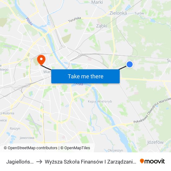 Jagiellońska 02 to Wyższa Szkoła Finansów I Zarządzania W Warszawie map