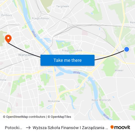 Potockich 01 to Wyższa Szkoła Finansów I Zarządzania W Warszawie map