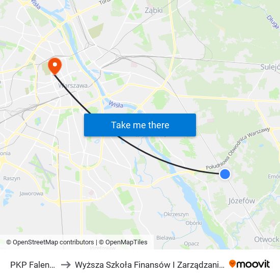 PKP Falenica 03 to Wyższa Szkoła Finansów I Zarządzania W Warszawie map