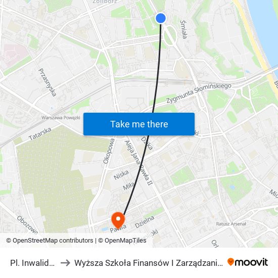 Pl. Inwalidów 02 to Wyższa Szkoła Finansów I Zarządzania W Warszawie map