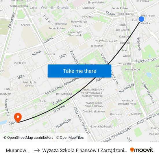 Muranowska 05 to Wyższa Szkoła Finansów I Zarządzania W Warszawie map