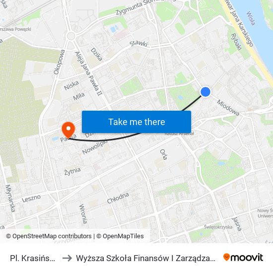 Pl. Krasińskich 01 to Wyższa Szkoła Finansów I Zarządzania W Warszawie map