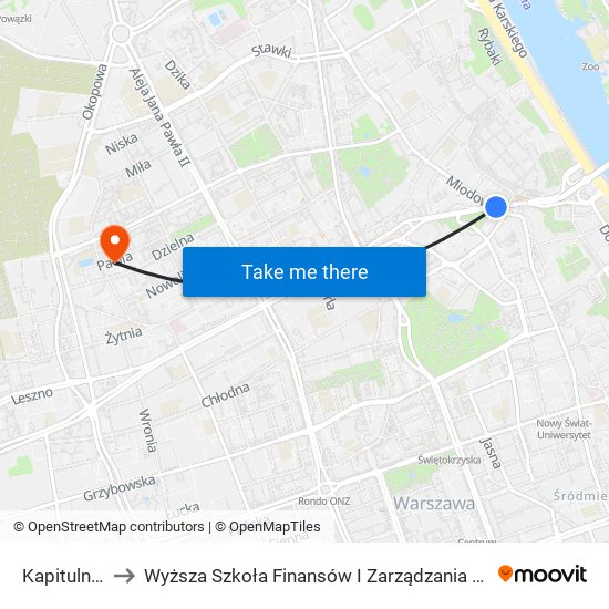 Kapitulna 01 to Wyższa Szkoła Finansów I Zarządzania W Warszawie map