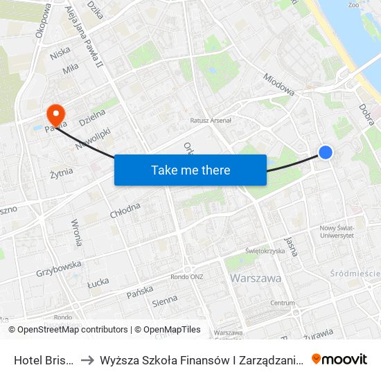 Hotel Bristol 01 to Wyższa Szkoła Finansów I Zarządzania W Warszawie map