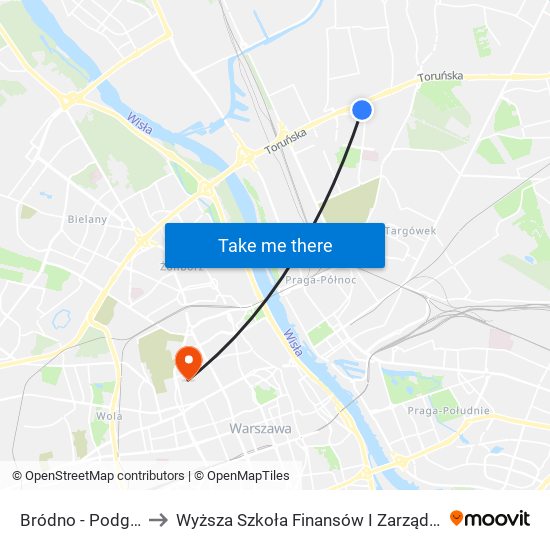 Bródno - Podgrodzie 03 to Wyższa Szkoła Finansów I Zarządzania W Warszawie map