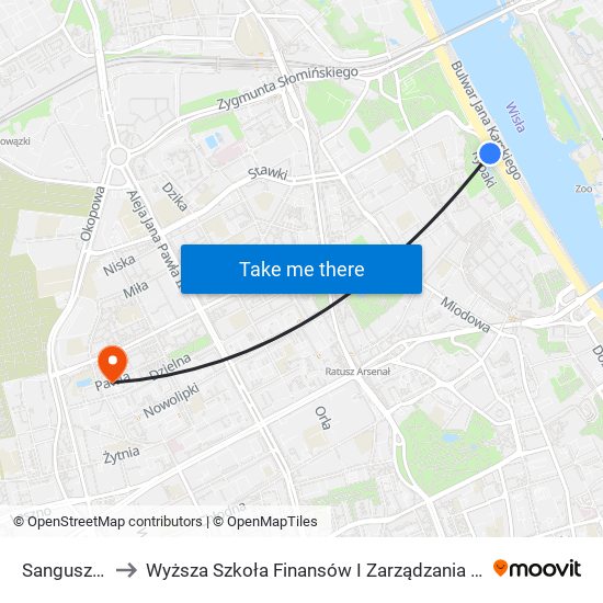 Sanguszki 01 to Wyższa Szkoła Finansów I Zarządzania W Warszawie map