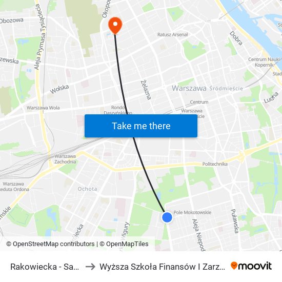 Rakowiecka-Sanktuarium to Wyższa Szkoła Finansów I Zarządzania W Warszawie map