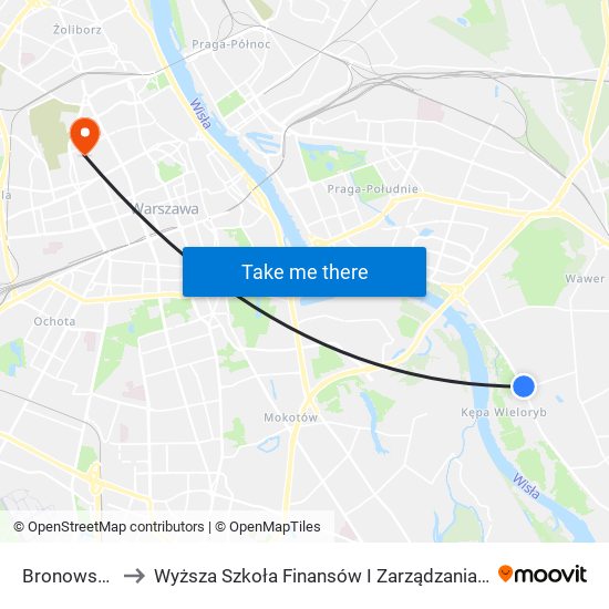 Bronowska 02 to Wyższa Szkoła Finansów I Zarządzania W Warszawie map