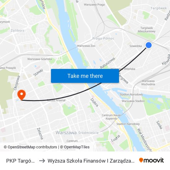 PKP Targówek 01 to Wyższa Szkoła Finansów I Zarządzania W Warszawie map