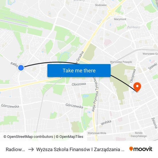 Radiowa 04 to Wyższa Szkoła Finansów I Zarządzania W Warszawie map