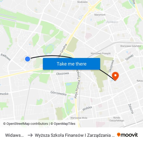 Widawska to Wyższa Szkoła Finansów I Zarządzania W Warszawie map