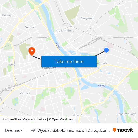 Dwernickiego to Wyższa Szkoła Finansów I Zarządzania W Warszawie map