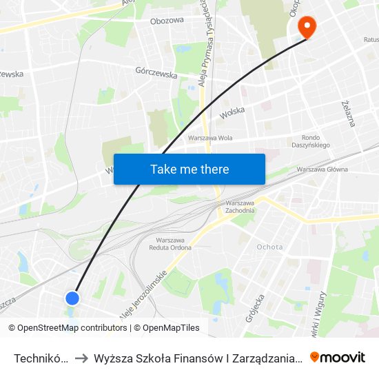 Techników 01 to Wyższa Szkoła Finansów I Zarządzania W Warszawie map