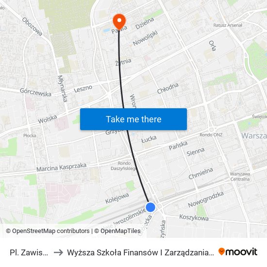 Pl. Zawiszy 02 to Wyższa Szkoła Finansów I Zarządzania W Warszawie map