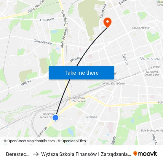 Berestecka 02 to Wyższa Szkoła Finansów I Zarządzania W Warszawie map