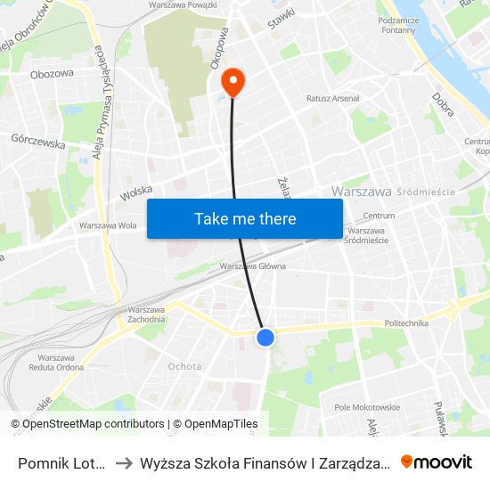 Pomnik Lotnika 01 to Wyższa Szkoła Finansów I Zarządzania W Warszawie map