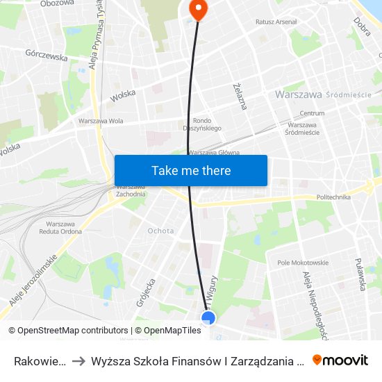 Rakowiec 02 to Wyższa Szkoła Finansów I Zarządzania W Warszawie map