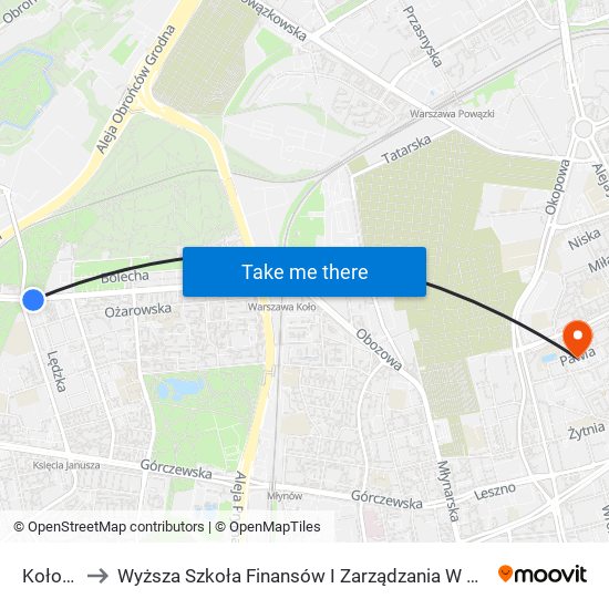 Koło 04 to Wyższa Szkoła Finansów I Zarządzania W Warszawie map