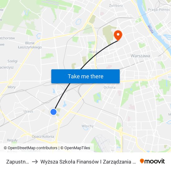 Zapustna to Wyższa Szkoła Finansów I Zarządzania W Warszawie map