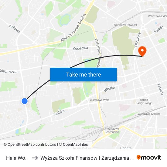 Hala Wola 01 to Wyższa Szkoła Finansów I Zarządzania W Warszawie map