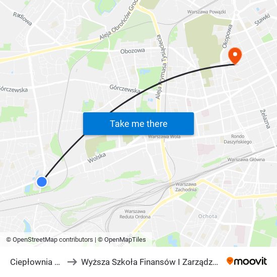 Ciepłownia Wola 06 to Wyższa Szkoła Finansów I Zarządzania W Warszawie map