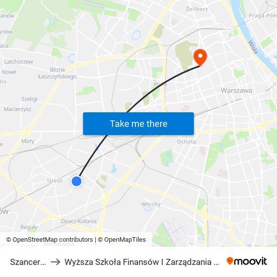 Szancera 02 to Wyższa Szkoła Finansów I Zarządzania W Warszawie map