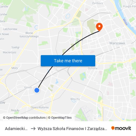 Adamieckiego 02 to Wyższa Szkoła Finansów I Zarządzania W Warszawie map