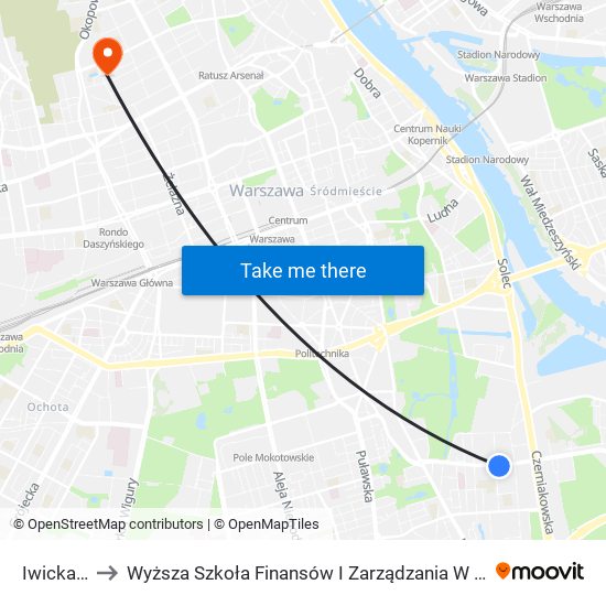 Iwicka 01 to Wyższa Szkoła Finansów I Zarządzania W Warszawie map