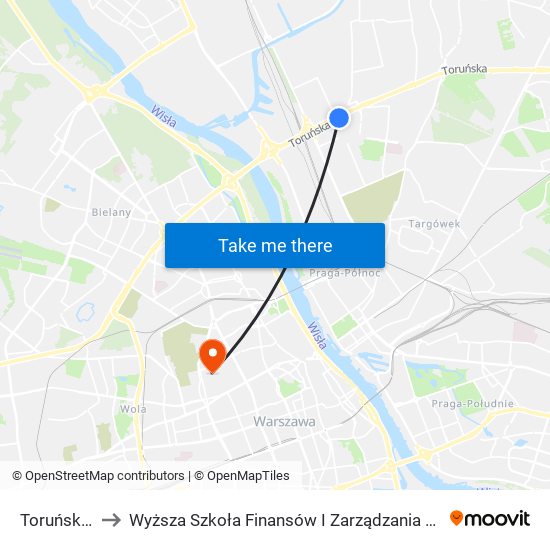 Toruńska 06 to Wyższa Szkoła Finansów I Zarządzania W Warszawie map