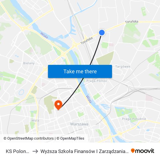 KS Polonez 02 to Wyższa Szkoła Finansów I Zarządzania W Warszawie map