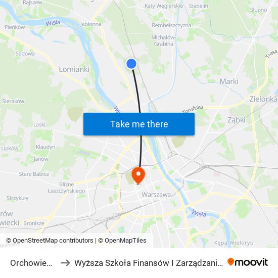 Orchowiecka 02 to Wyższa Szkoła Finansów I Zarządzania W Warszawie map