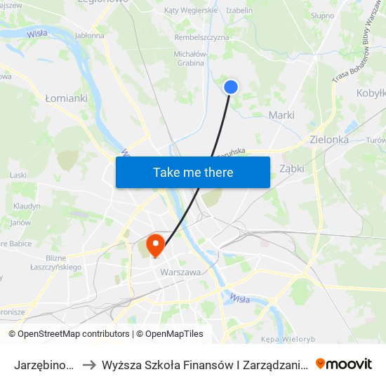 Jarzębinowa 01 to Wyższa Szkoła Finansów I Zarządzania W Warszawie map