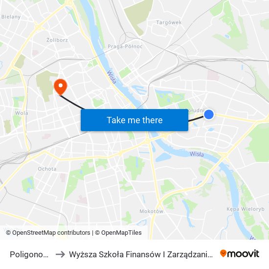 Poligonowa 03 to Wyższa Szkoła Finansów I Zarządzania W Warszawie map