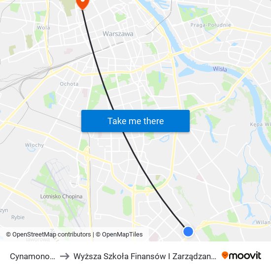 Cynamonowa 04 to Wyższa Szkoła Finansów I Zarządzania W Warszawie map