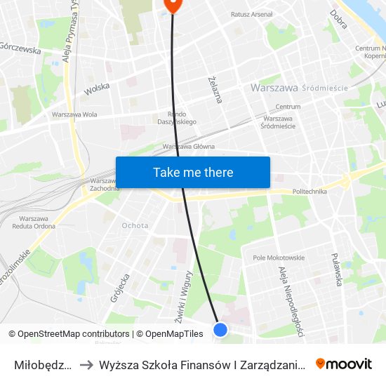 Miłobędzka 01 to Wyższa Szkoła Finansów I Zarządzania W Warszawie map