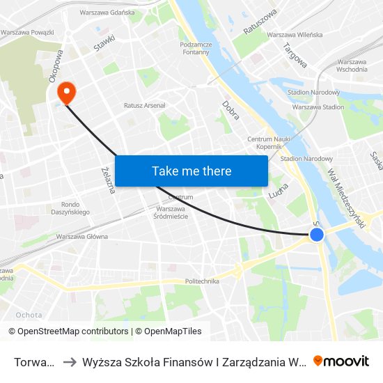 Torwar 02 to Wyższa Szkoła Finansów I Zarządzania W Warszawie map