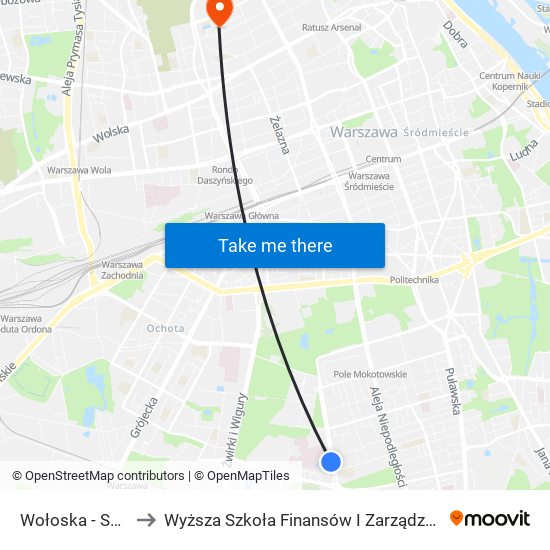 Wołoska-Szpital to Wyższa Szkoła Finansów I Zarządzania W Warszawie map