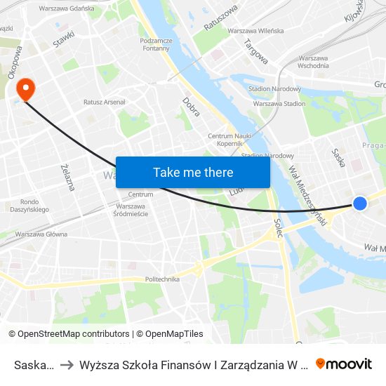 Saska 02 to Wyższa Szkoła Finansów I Zarządzania W Warszawie map