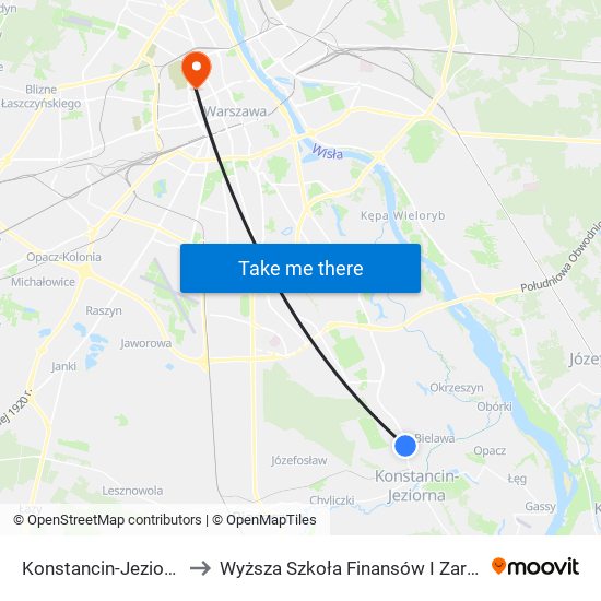 Konstancin-Jeziorna Borowa to Wyższa Szkoła Finansów I Zarządzania W Warszawie map