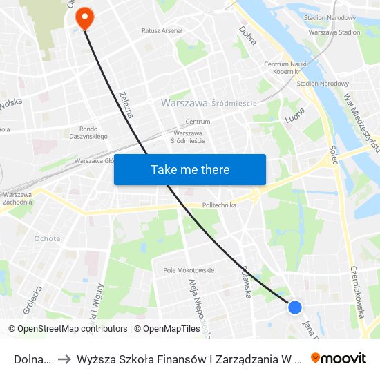 Dolna 04 to Wyższa Szkoła Finansów I Zarządzania W Warszawie map