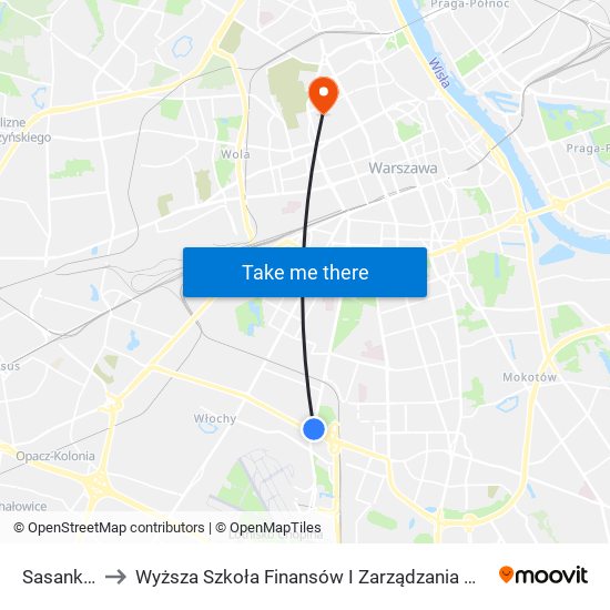 Sasanki 02 to Wyższa Szkoła Finansów I Zarządzania W Warszawie map