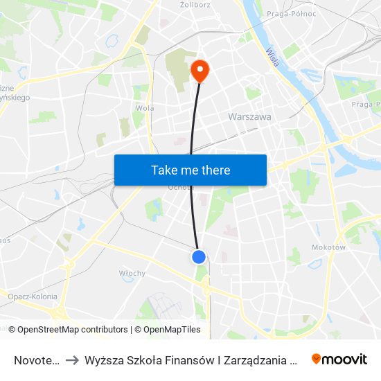 Novotel to Wyższa Szkoła Finansów I Zarządzania W Warszawie map