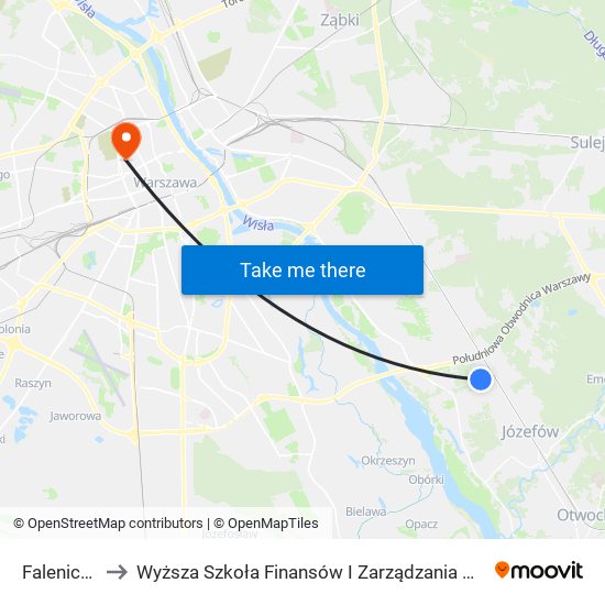 Falenica 01 to Wyższa Szkoła Finansów I Zarządzania W Warszawie map