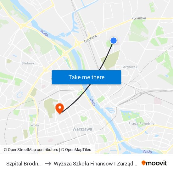 Szpital Bródnowski 01 to Wyższa Szkoła Finansów I Zarządzania W Warszawie map